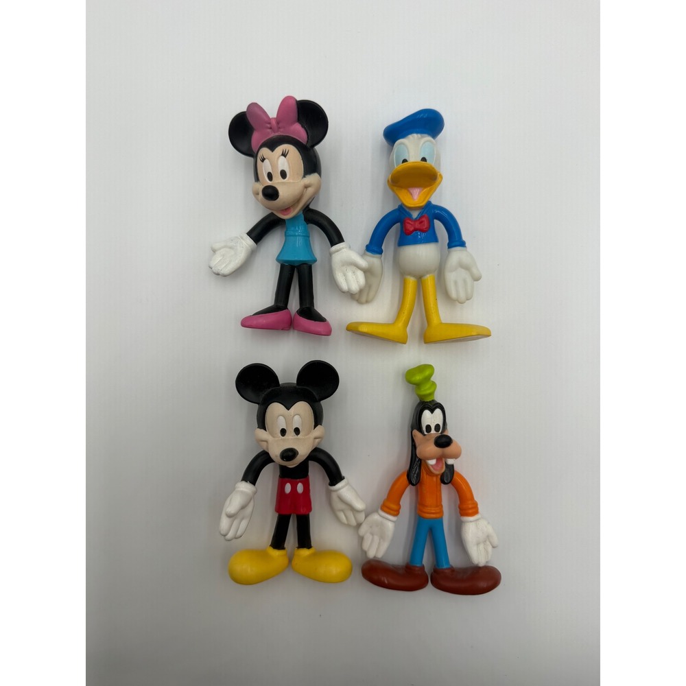 Disney Bendy Mickey Mouse Minnie Donald Goofy Figure Lot Walt Disney World 4pc